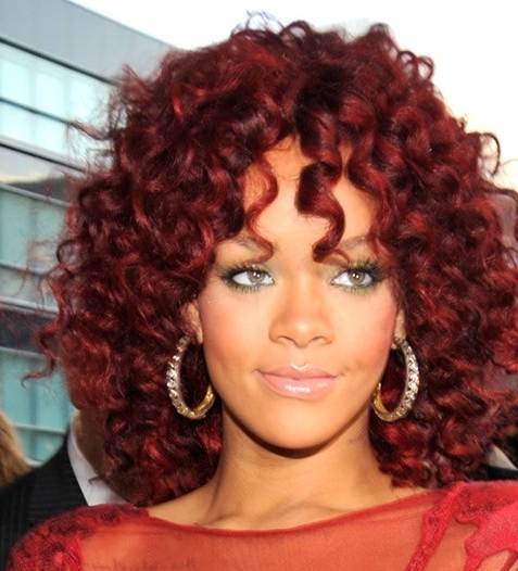 rihanna hair red curly. Rihanna+hair+red+short