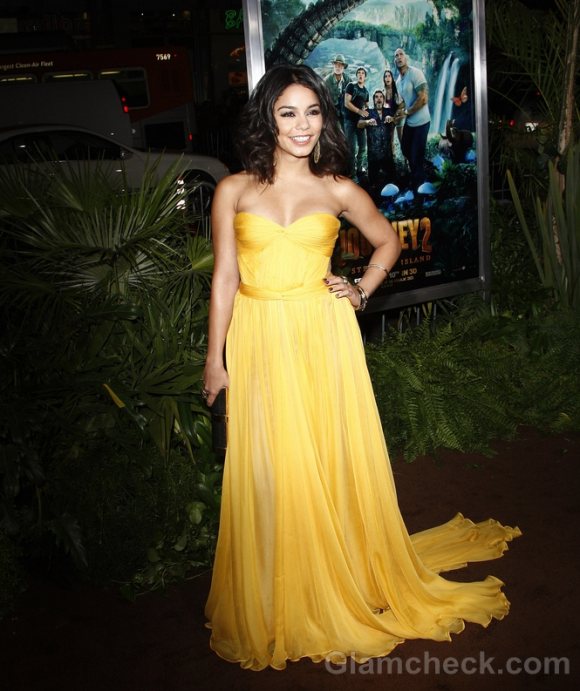 Vanessa Hudgens yellow gown Journey 2 The Mysterious Island Premiere