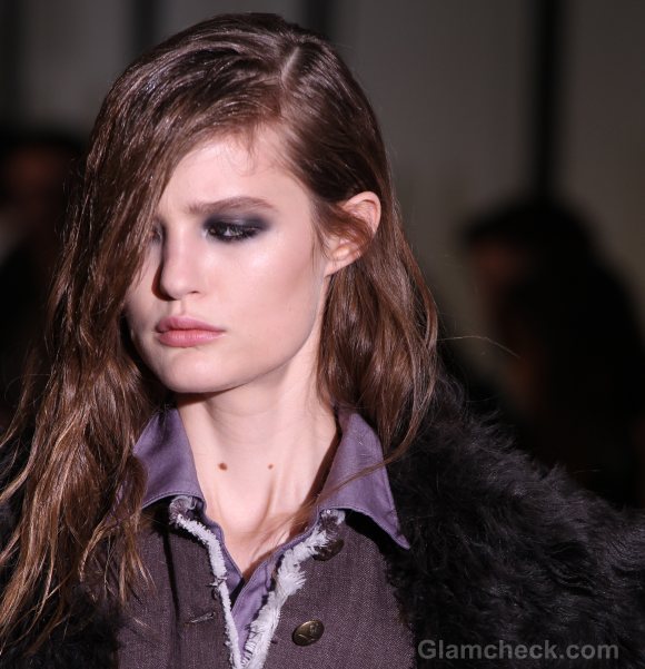 Hairstyle how to side swept asymmetric androgynous hair-do diesel black gold fall 2011